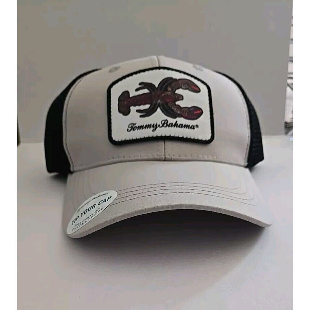 Tommy Bahama Hat Lobster Patch Trucker Tip Your Cap Mesh Tan/Black Snapback